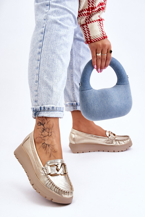 Шкіряні мокасини на платформі Zazoo 10141 із золотим декором