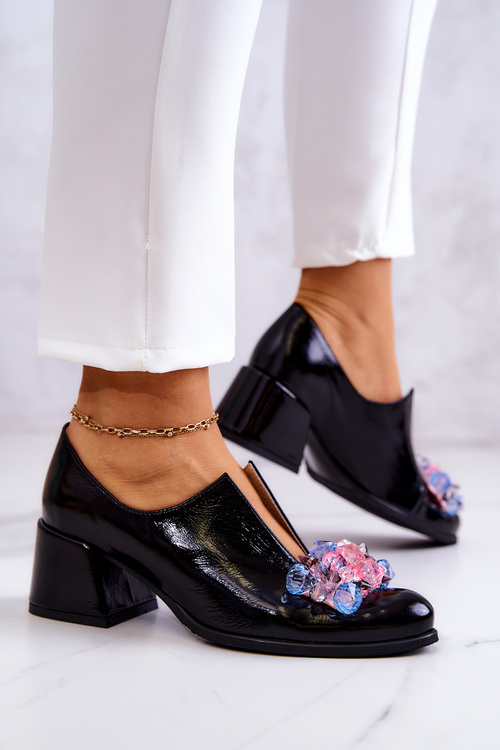 Шкіряні гладкі туфлі з декором Black Delaver