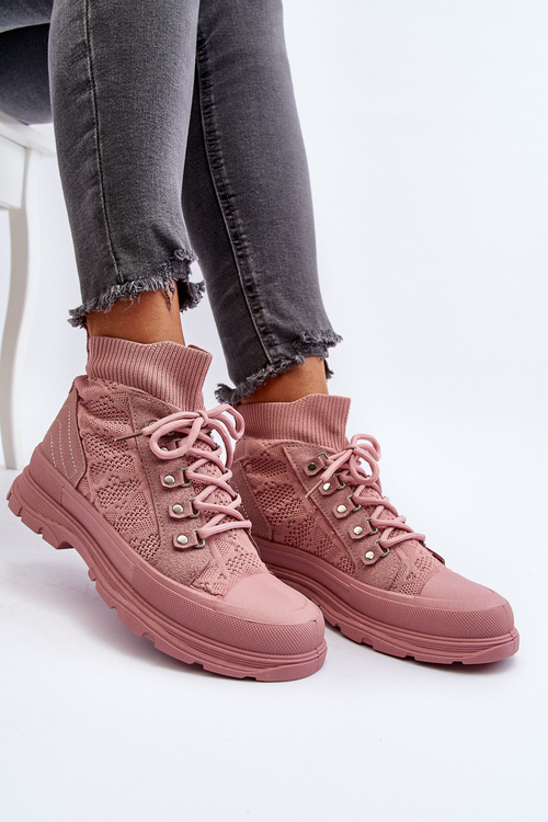 Жіночі кросівки з еластичним верхом рожевого кольору