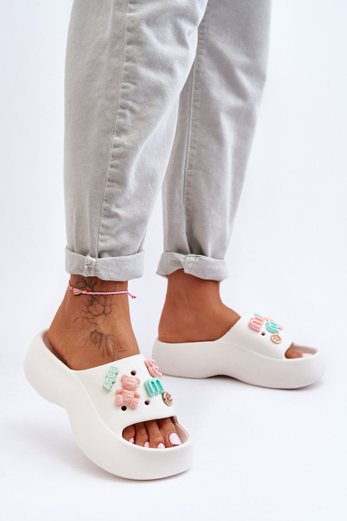 Жіночі м'які поролонові тапочки з декором Білий Лорі