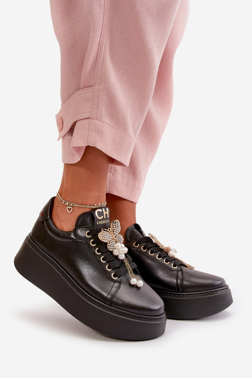 Жіночі шкіряні кросівки з декором CheBello 4292 Бежеві