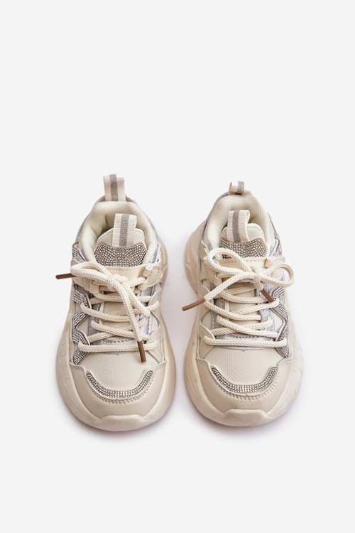 Дитячі кросівки зі стразами бежеві Rianalla