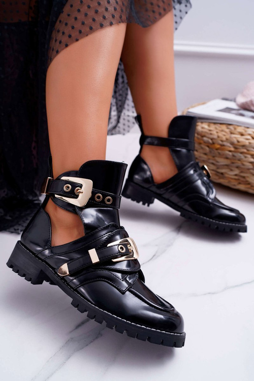Черевики Lu Boo Black Lacquered Rock Girl Cut Cutout