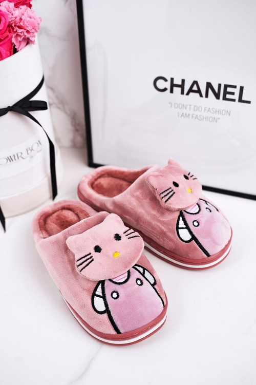 Дитячі утеплені домашні тапочки Powder Pink Kitty