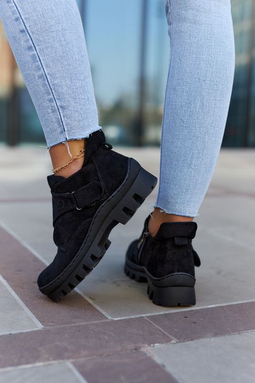 Замшеві чоботи на блискавці світло-чорні Remgate