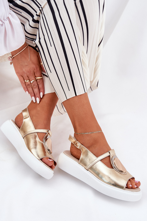 Шкіряні Елегантні Жіночі Сандалі S.Barski GR51-603 Золоті