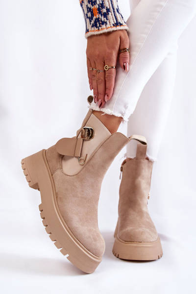 Замшеві теплі черевики Workers Beige Magnis