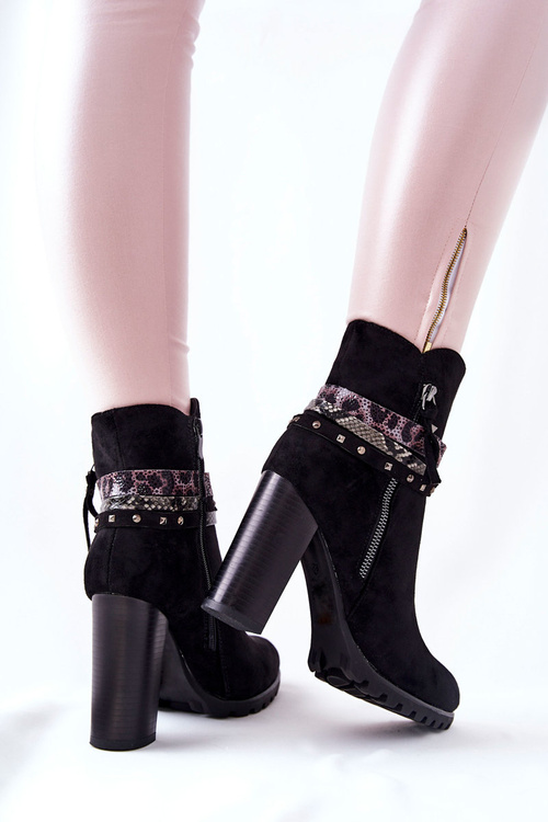 Замшеві чоботи на високому каблуці Чорні Besis