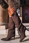 Жіночі чоботи з еко замшу на шпильці шоколадні Phelin