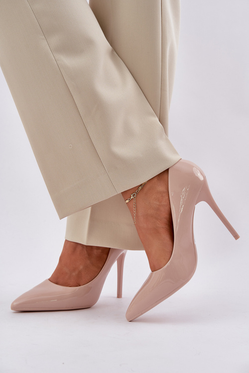 Лаковані Чоботи З Загостреними Носками Бежеві Візана