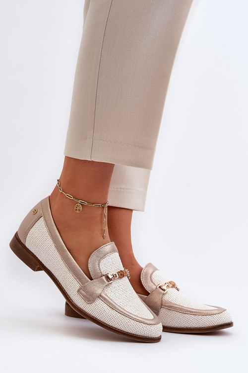 Шкіряні мокасини із золотим орнаментом Maciejka 06442-25 Золото