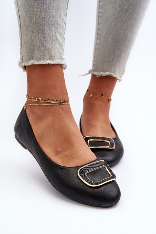 Чорні балерини з екошкіри з декором Enicoria