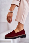 Жіночі замшеві туфлі на платформі бордові Unni