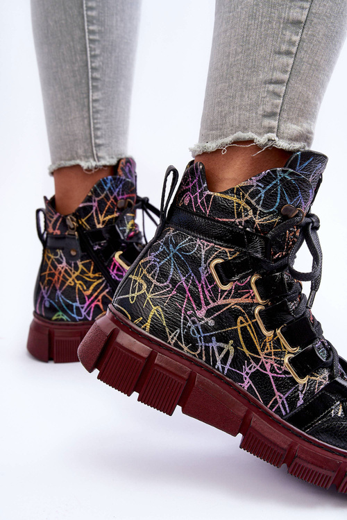 Шкіряні черевики на шнурівці Maciejka 06158-01 Чорні