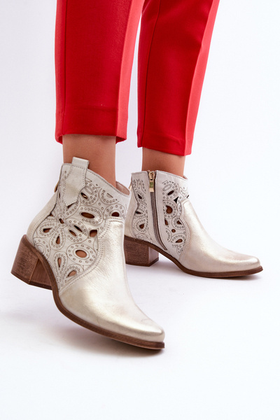 Шкіряні черевики на шнурівці Lewski Shoes 3170/2 Golden Distressed