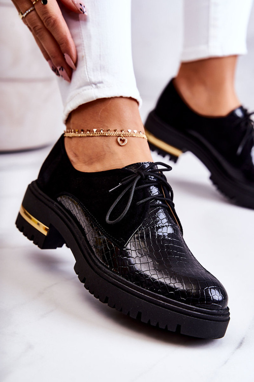 Жіночі шкіряні броги на зав'язці чорний Merevin