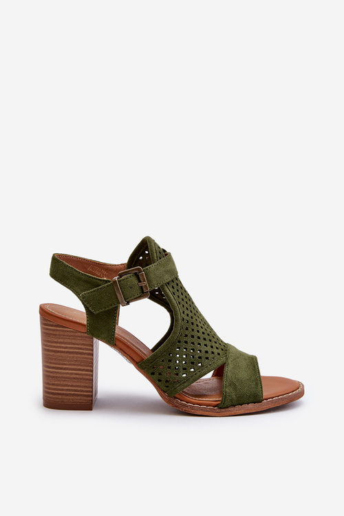 Мереживні сандалі на шпильці Темно-зелені Hey Lover