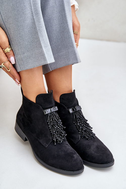 Теплі черевики з декором на блискавці чорні S.Barski HY42-715