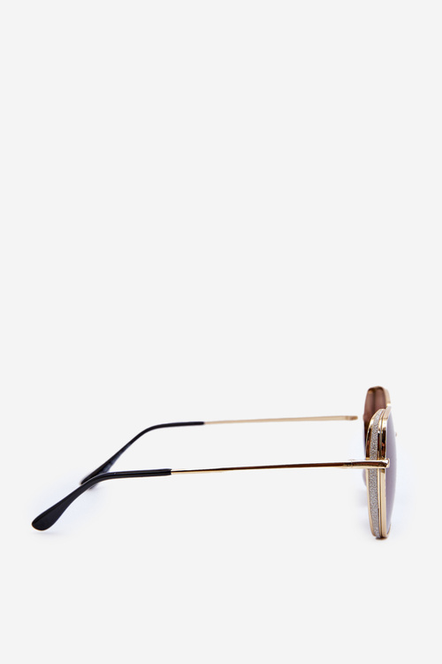 Жіночі сонцезахисні окуляри зі вставками з парчі UV400 Золотисто-коричневі