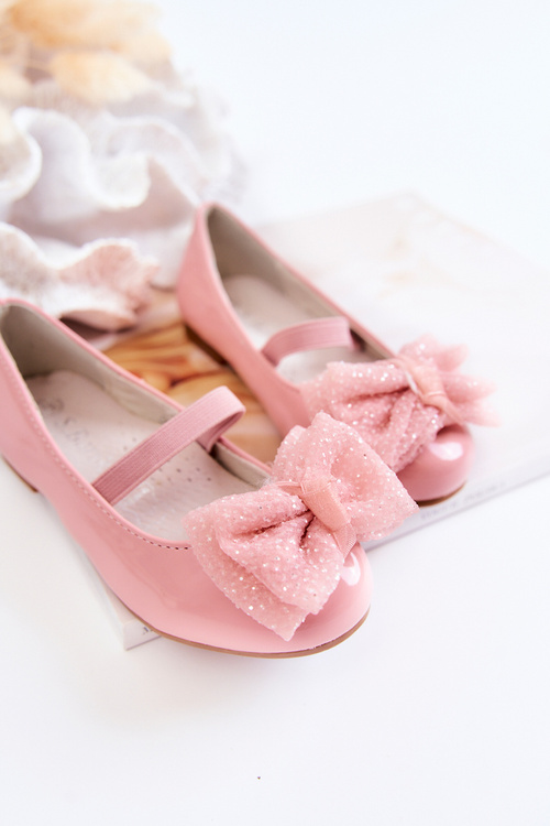 Дитячі лаковані балетки з бантом Pink Zolly