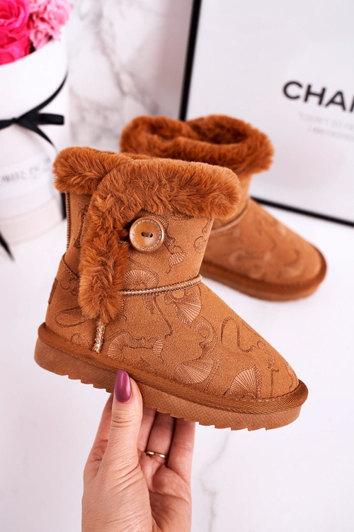 Дитячі снігові черевики з хутром і гудзиком Camel Kawai