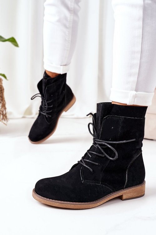 Чоботи з подвійним верхом Чорні Violetta