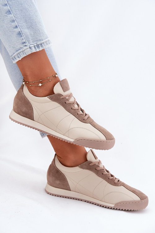 Жіноче Спортивне Взуття З Шкіри Бежеве Лаура Мессі 2935