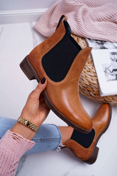 Жіночі шкіряні черевики Maciejka Camel 04359