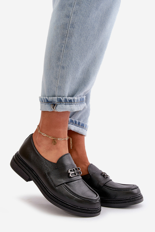 Zazoo 20102 Стильні лофери з лакованої шкіри на масивній платформі чорні