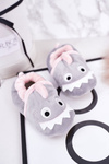 Дитячі утеплені велюрові домашні тапочки Grey Monster