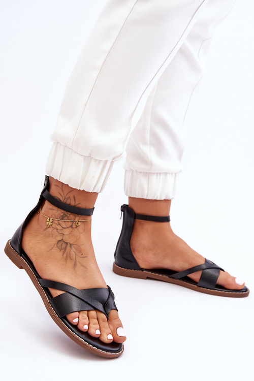 Жіночі шльопанці на плоскій підошві на блискавці, чорні Rise Up!