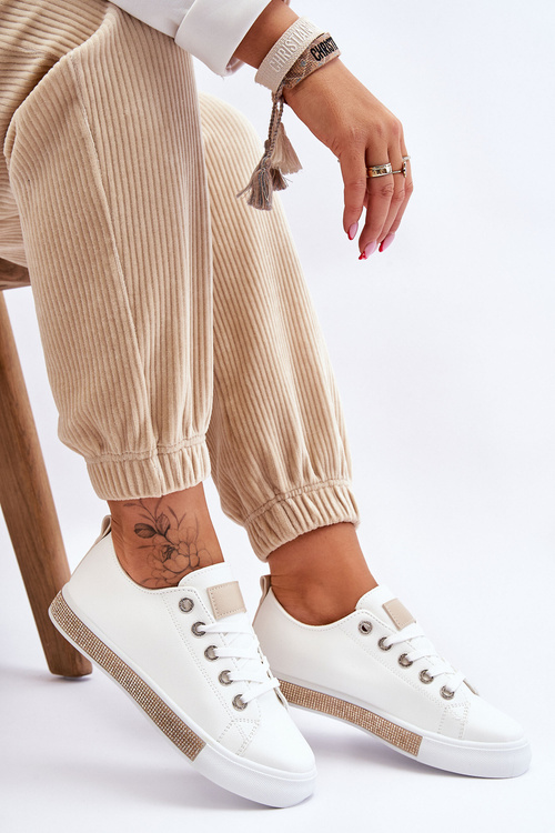 Жіночі низькі кросівки з форсунками біло-бежеві Demira