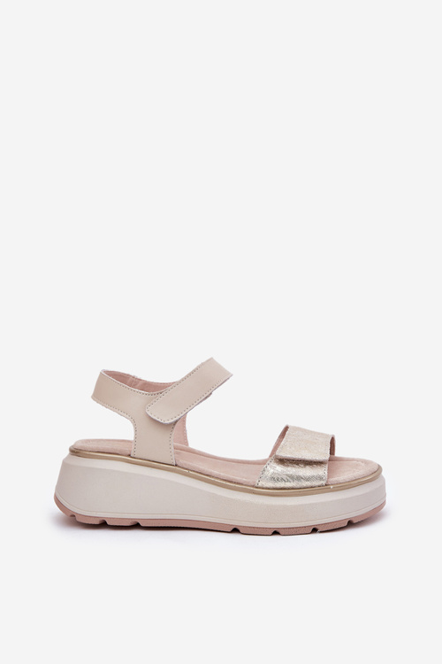 Жіночі босоніжки на танкетці та платформі з декором S.Barski HY056 Бежеві