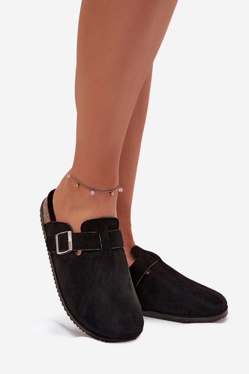 Жіночі Кломпи На Корковій Платформі Срібна Пряжка Big Star SS274736 Чорні