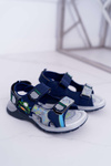 Дитячі молодіжні хлопчачі сандалі на липучці темно-сині Reksio