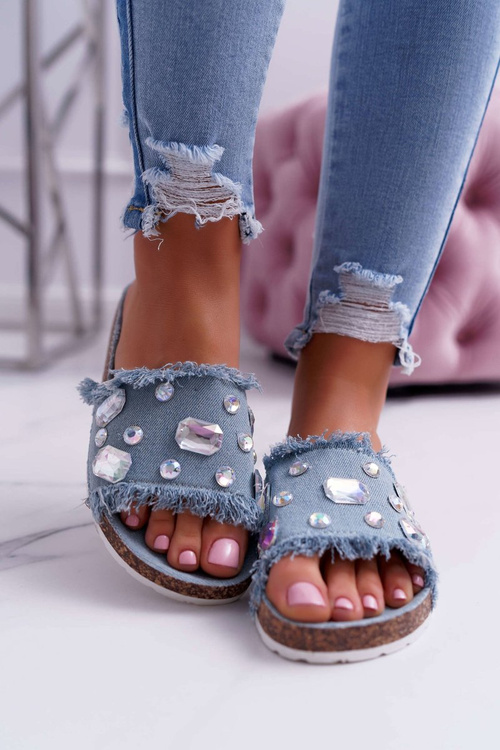 Жіночі шльопанці з цирконами Джинси Koko