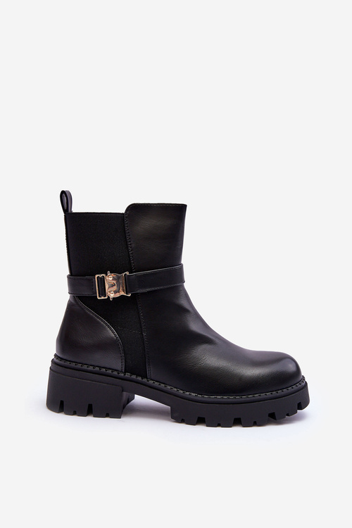 Шкіряні ботильйони жіночі чорні Elspetia