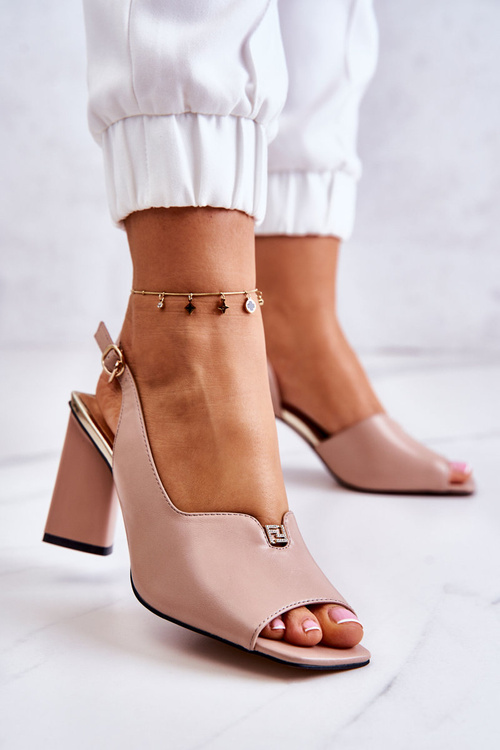 Замшеві босоніжки на штанзі, бежевий фіорин