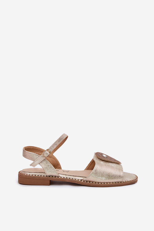 Жіночі Сандалі На Плоскому Каблуці З Декорацією S.Barski KV51-098 Золоті