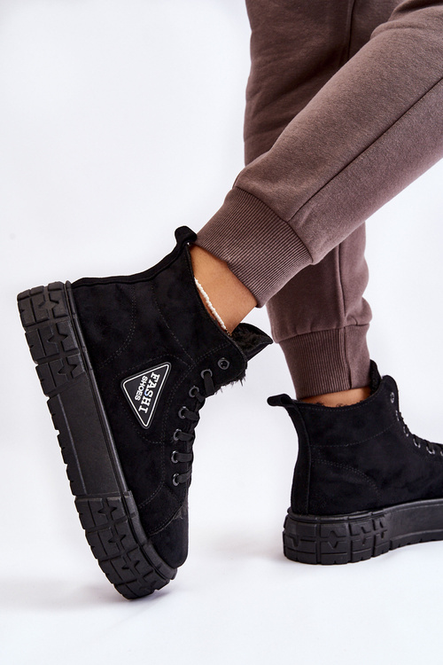 Замшеві кросівки з високим утепленням, чорні Evren