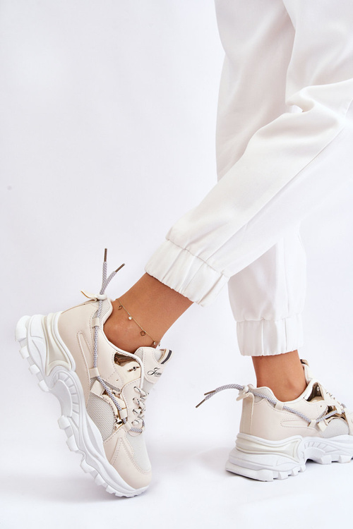 Жіноче спортивне взуття на платформі бежеві Minea