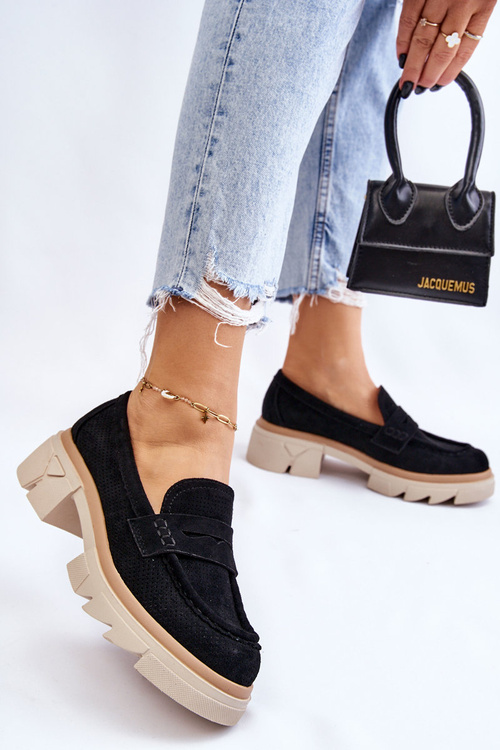 Жіночі лофери на підборах чорні Fletcher