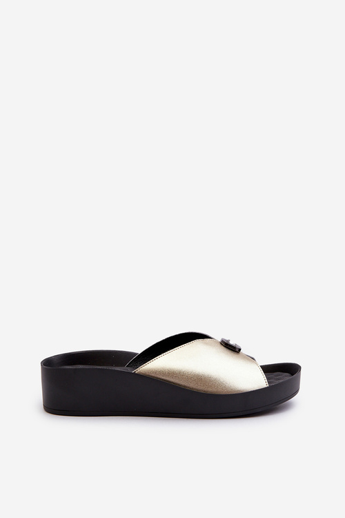 Жіночі шкіряні тапочки з золотим декором S.Barski KV27-027