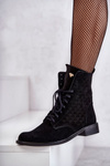 Замшеві чоботи на шнурівці Nicole 2751 Black