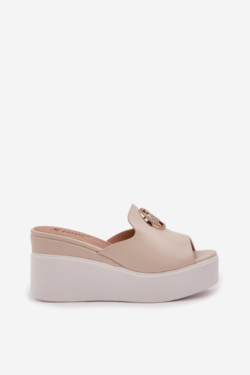 Сандалі На Платформі І На Каблуці З Декорацією Світло-бежеві Nanessia