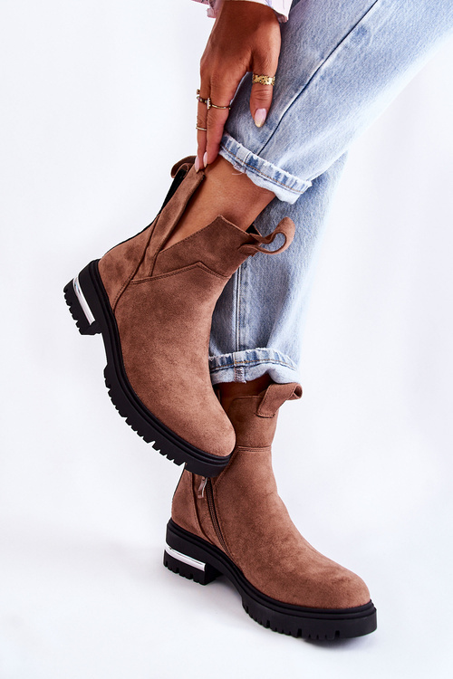 Замшеві черевики з вирізами коричневого кольору Elvera