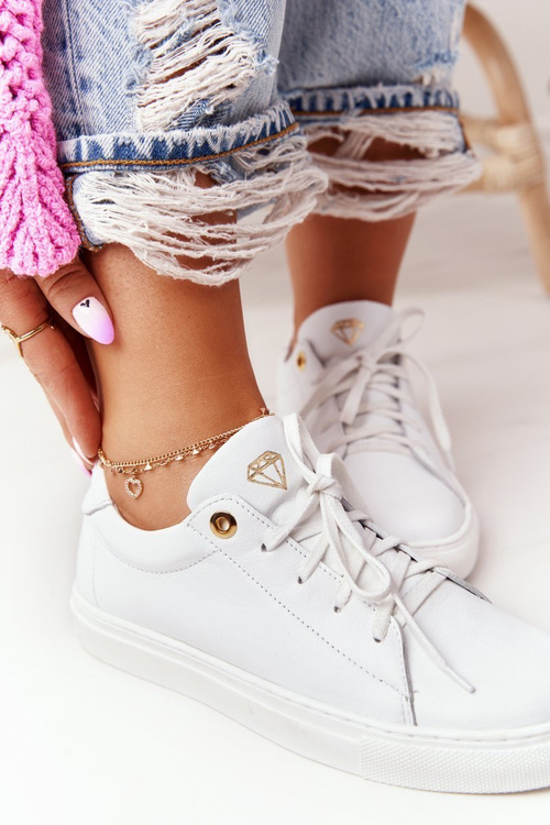 Жіночі шкіряні кросівки білі Nicole 2640