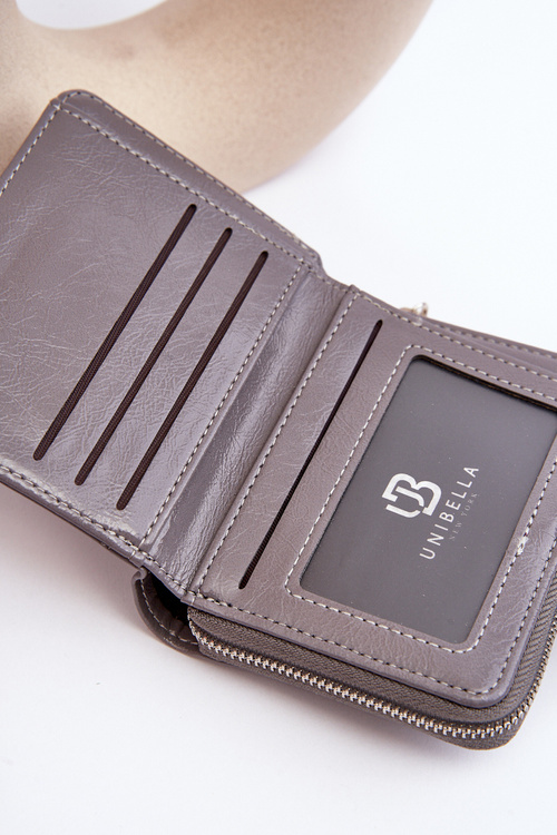 Гаманець жіночий глянсовий з екошкіри сірого кольору Zalirna