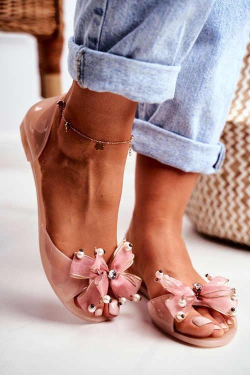 Рожеві гумові балетки з бантом Lu Boo