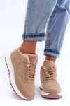 Шкіряне спортивне взуття на платформі з утеплювачем темно-бежевого кольору Adite